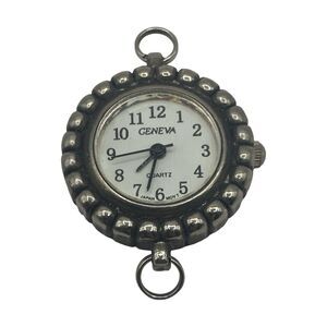 Geneva Watch Women Silver Tone Quartz White Dial Needs Battery